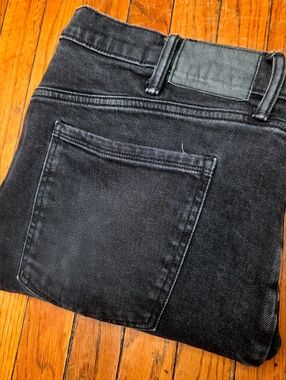 Mutual Weave Mens 38x32 Black The Taper Straight Distressed Denim Jeans B1